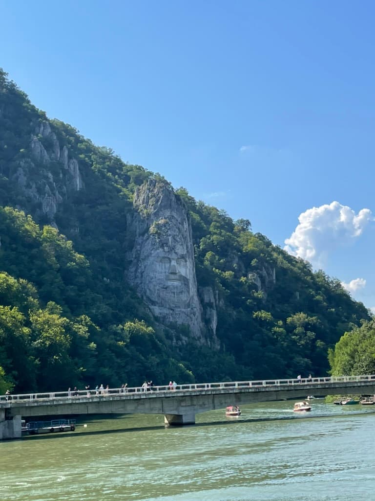 River and mountain monument